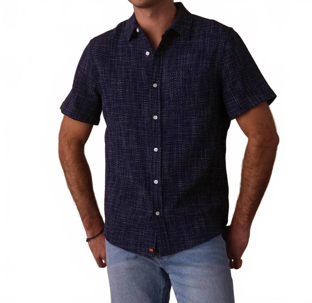 NEW THE NORMAL BRAND freshwater short sleeve button up shirt in ocean